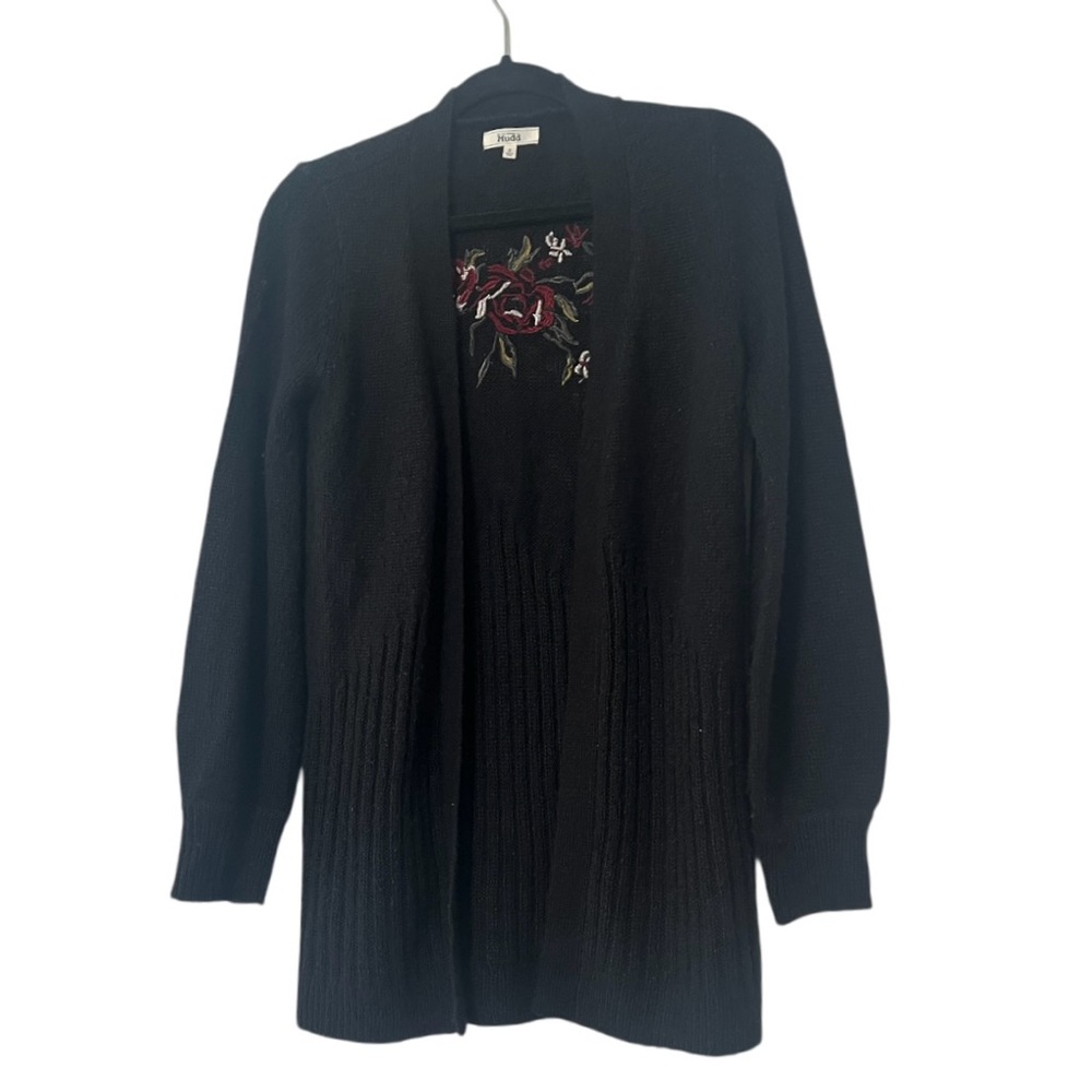 Mudd Black Rose Embroidered Cardigan